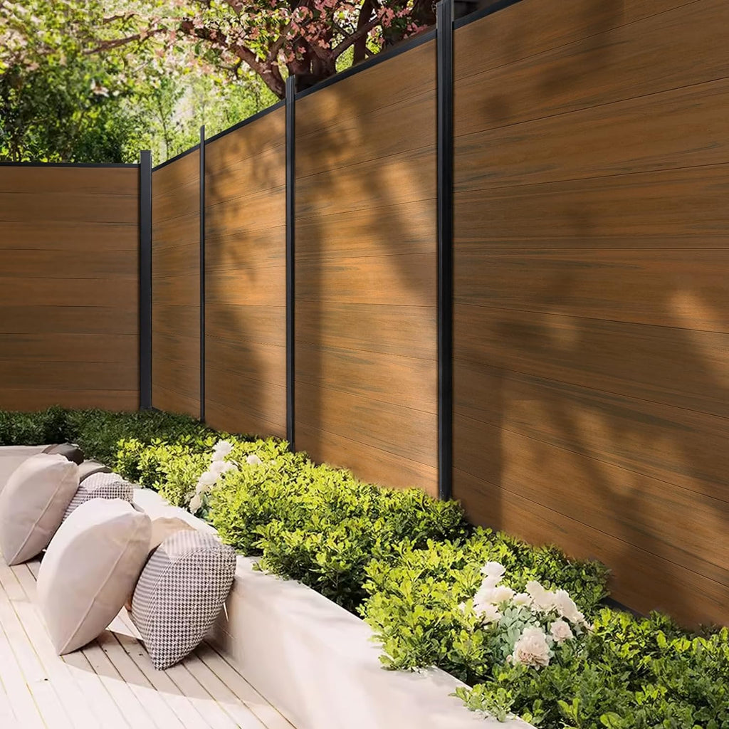 Privacy Fence Panels for Outside,6ft(W) x 6ft(H) Outdoor Privacy Panels with 1 Post,Wind Resistant Wood Plastic Composite Fencing Panels for Patio,Backyard,Garden and Swimming