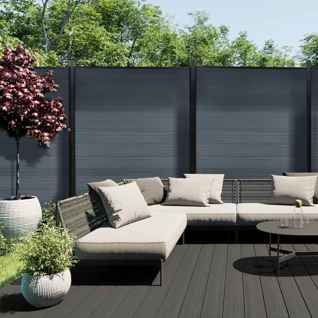 Privacy Fence Panels for Outside,6ft(W) x 6ft(H) Outdoor Privacy Panels with 1 Post,Wind Resistant Wood Plastic Composite Fencing Panels for Patio,Backyard,Garden and Swimming Pool(Grey)