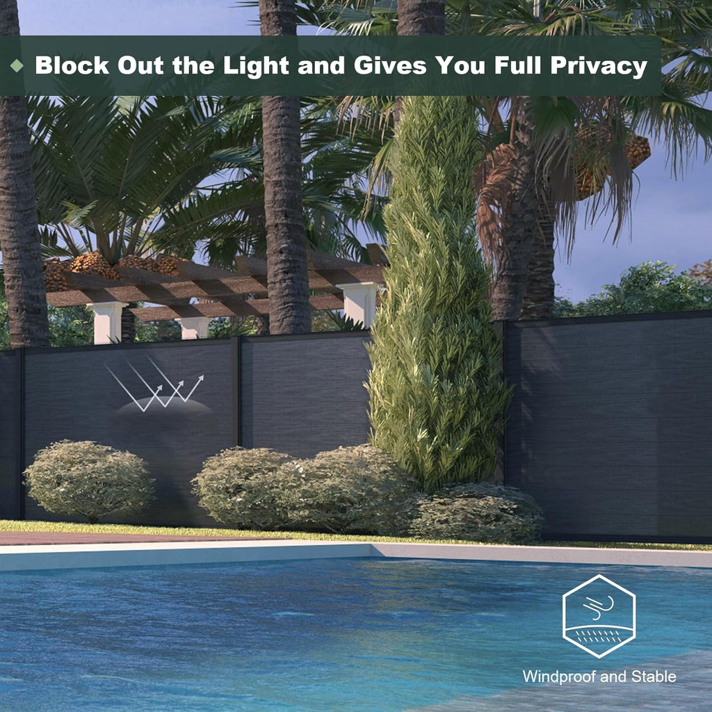 Privacy Fence Panels for Outside,6ft(W) x 6ft(H) Outdoor Privacy Panels with 1 Post,Wind Resistant Wood Plastic Composite Fencing Panels for Patio,Backyard,Garden and Swimming Pool(Grey)