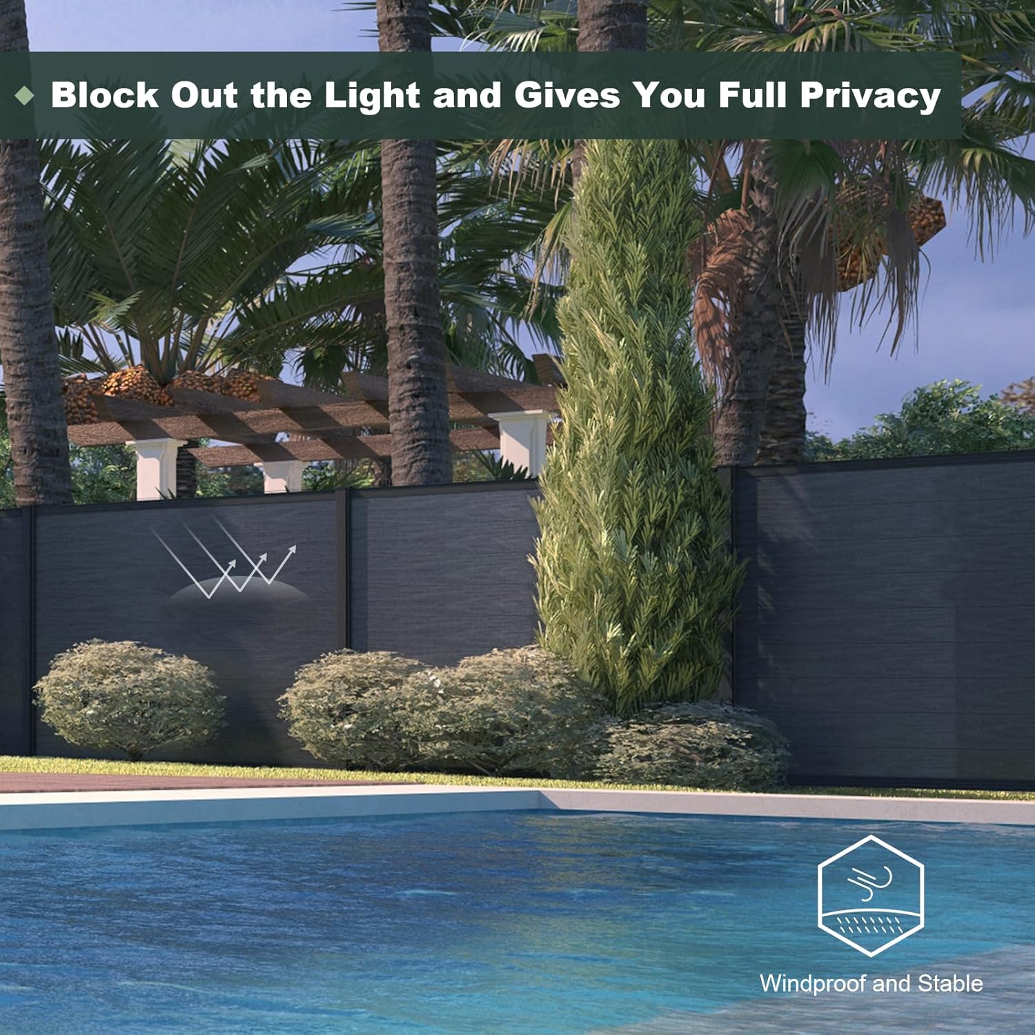 Privacy Fence Panels for Outside,6ft(W) x 6ft(H) Outdoor Privacy Panels with 1 Post,Wind Resistant Wood Plastic Composite Fencing Panels for Patio,Backyard,Garden and Swimming Pool(Grey)