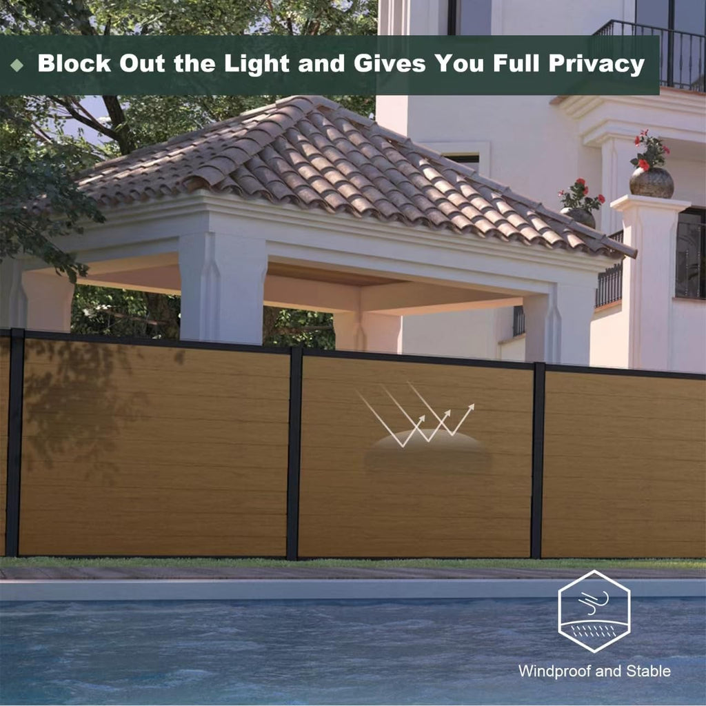 Privacy Fence Panels for Outside,6ft(W) x 6ft(H) Outdoor Privacy Panels with 1 Post,Wind Resistant Wood Plastic Composite Fencing Panels for Patio,Backyard,Garden and Swimming