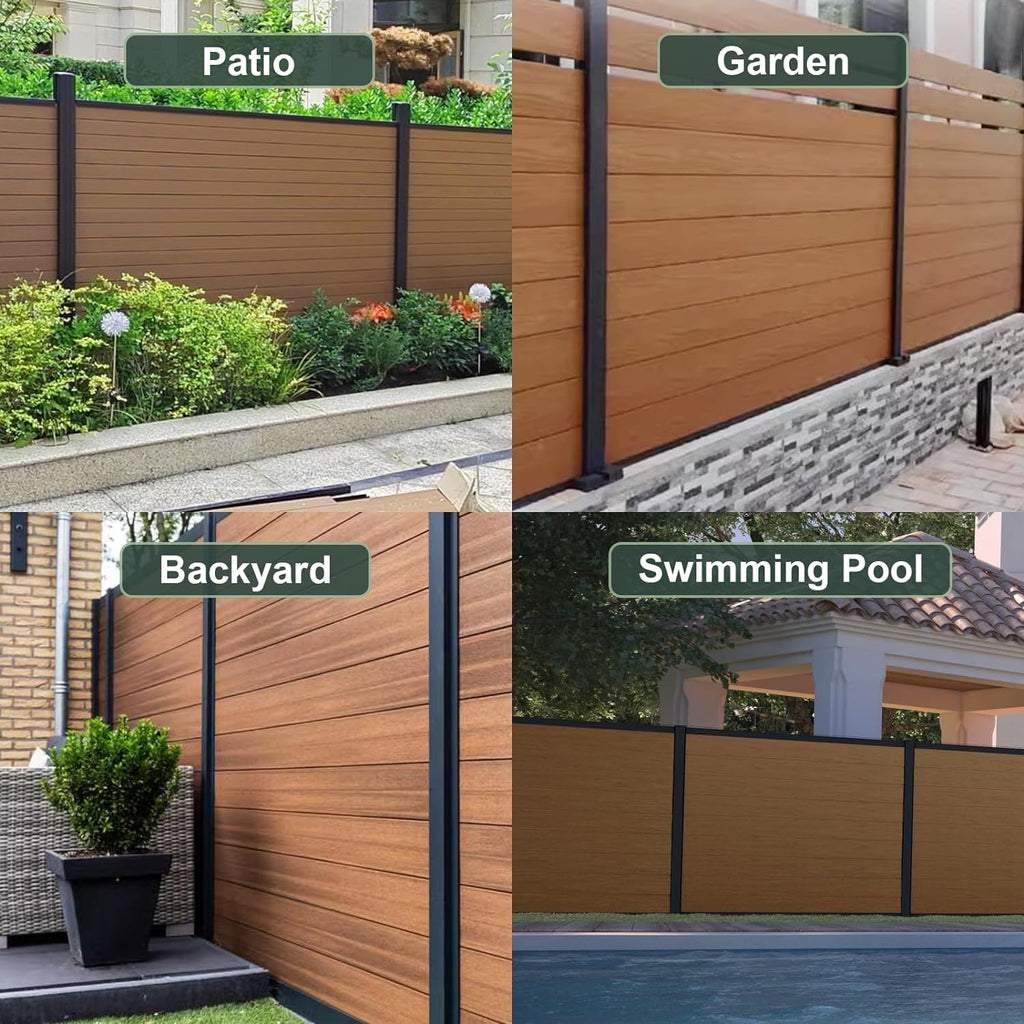 Privacy Fence Panels for Outside,6ft(W) x 6ft(H) Outdoor Privacy Panels with 1 Post,Wind Resistant Wood Plastic Composite Fencing Panels for Patio,Backyard,Garden and Swimming