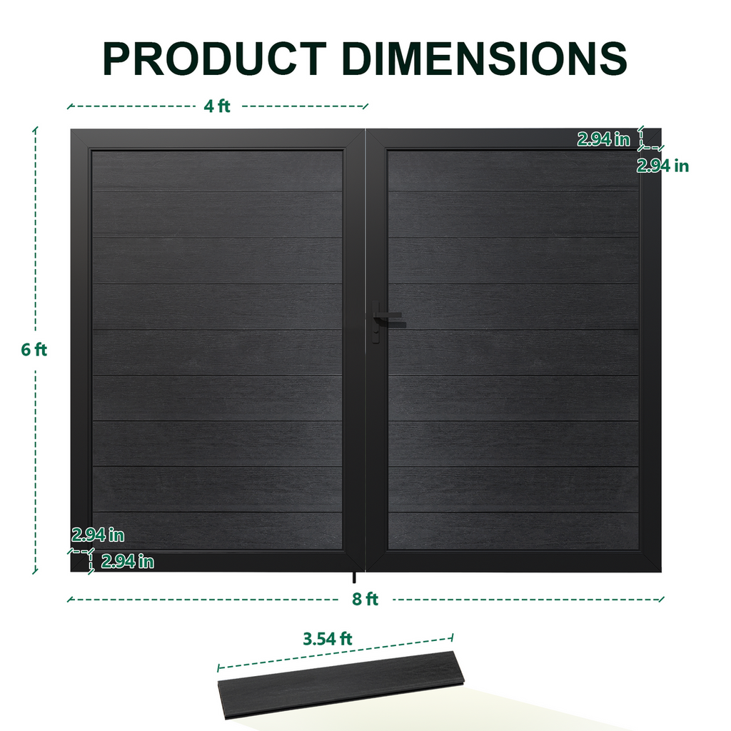 Safety 8 ft. W x 6 ft. H Composite Panel Fence Gate without Post, for Garden and pool Privacy