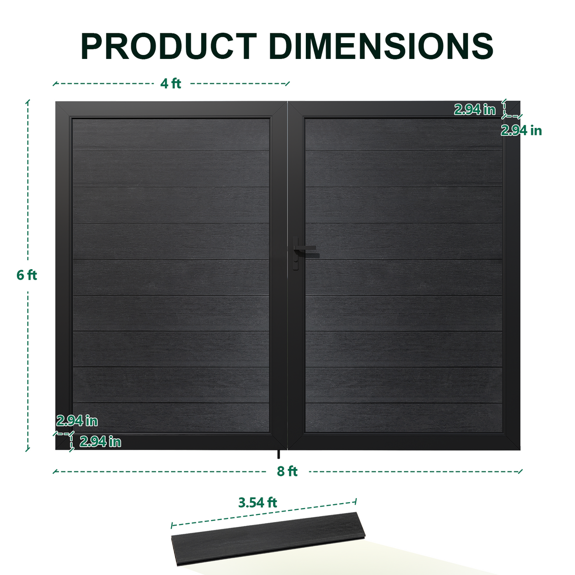 Safety 8 ft. W x 6 ft. H Composite Panel Fence Gate without Post, for Garden and pool Privacy