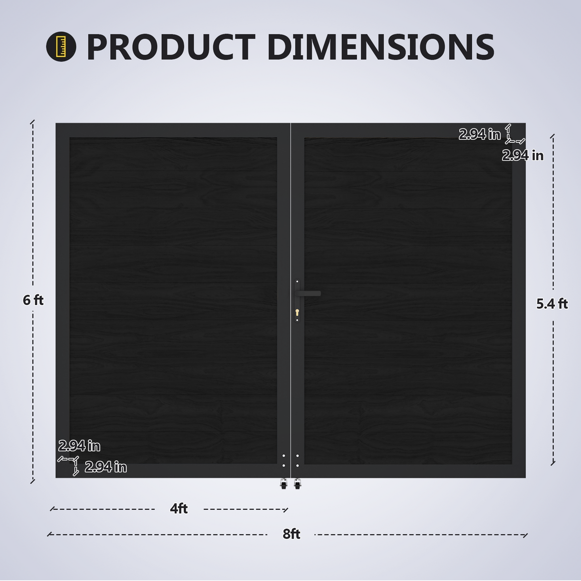 Safety 8 ft. W x 6 ft. H Composite Panel Fence Gate without Post, for Garden and pool Privacy