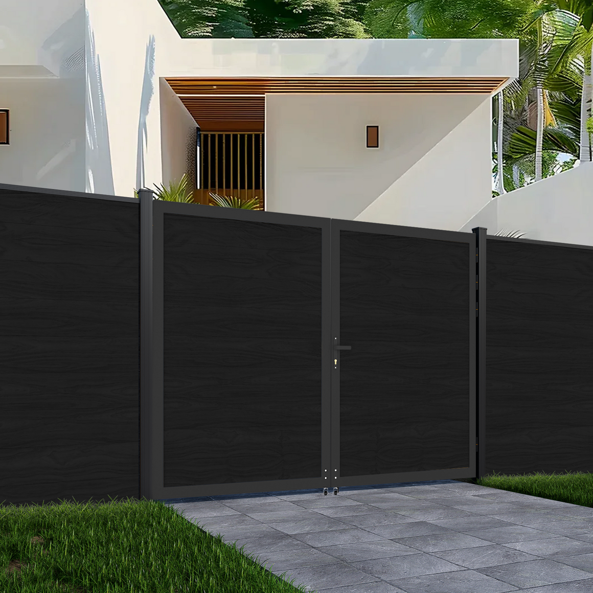 Safety 8 ft. W x 6 ft. H Composite Panel Fence Gate without Post, for Garden and pool Privacy