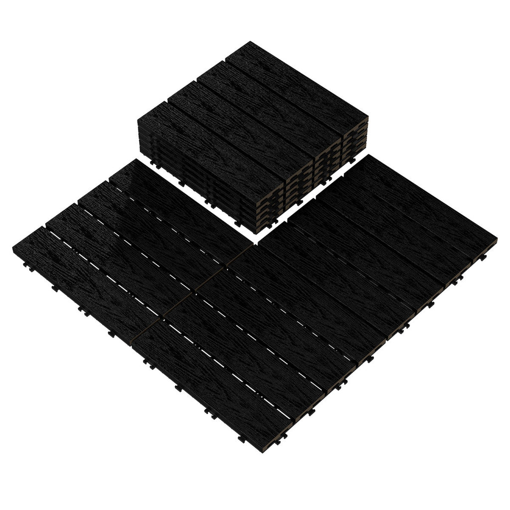 12'' X 12'' Composite Interlocking Deck Tile, Easy DIY Installation (Set Of 10)