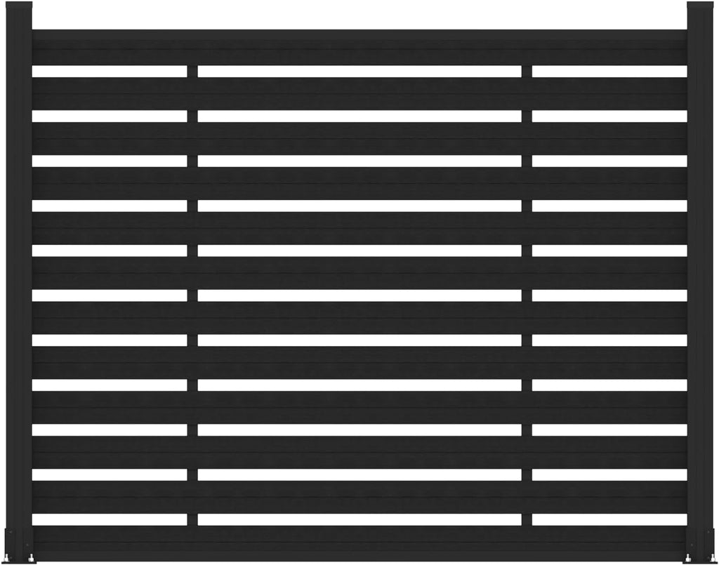 (围栏全间隔 ) 72" W x 59" H Outdoor Privacy Screens, Horizontal Lattice Air Conditioner Fence Panels, Wood Plastic Composite No Dig Decorative Fences for Pool Equipment Trash Can(Brown,1 Post)