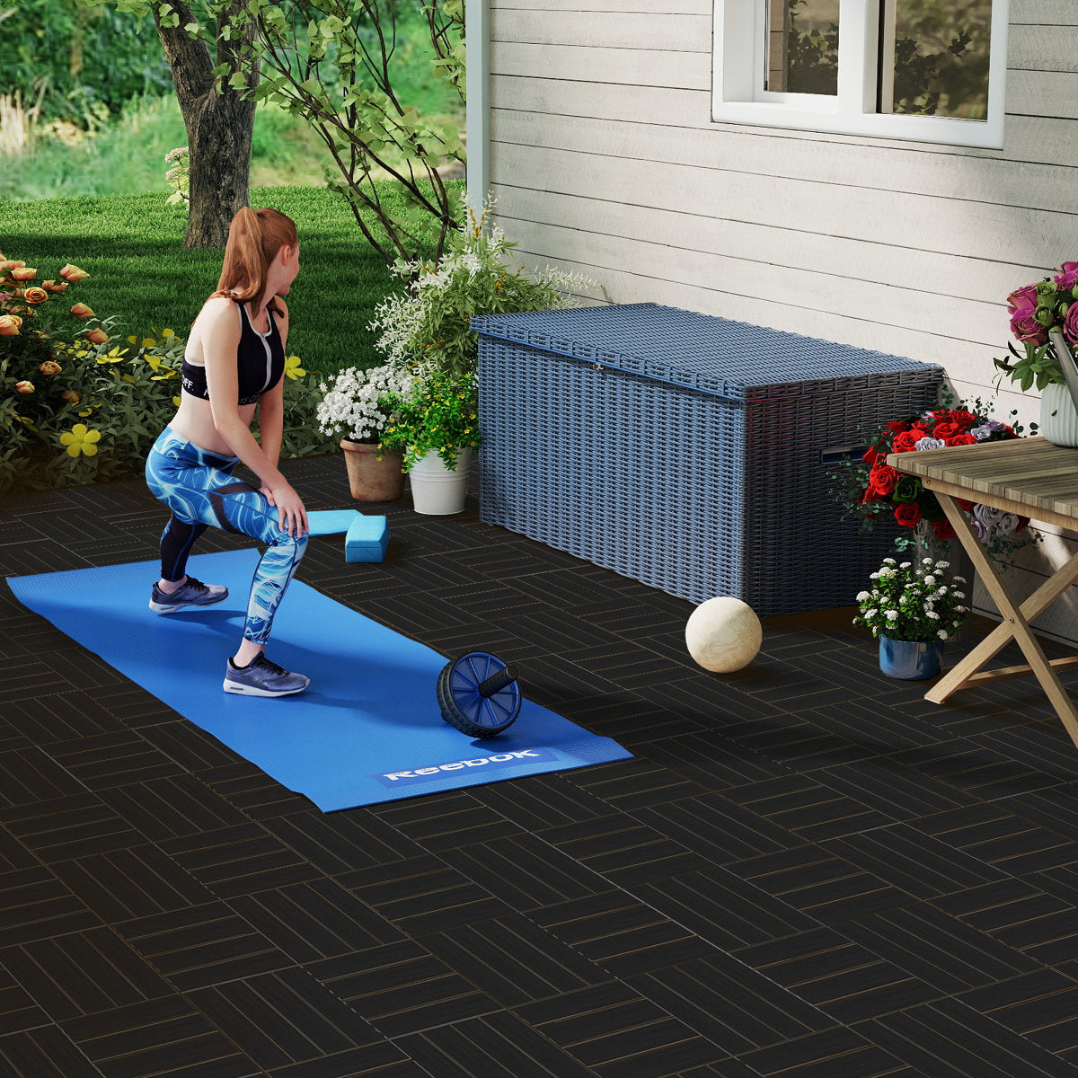12'' X 12'' Composite Interlocking Deck Tile, Easy DIY Installation (Set Of 10)