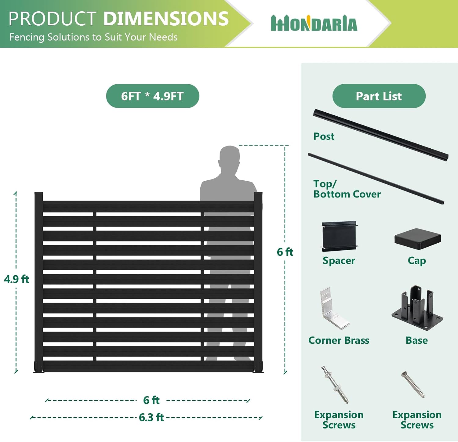 (围栏全间隔 ) 72" W x 59" H Outdoor Privacy Screens, Horizontal Lattice Air Conditioner Fence Panels, Wood Plastic Composite No Dig Decorative Fences for Pool Equipment Trash Can(Brown,1 Post)