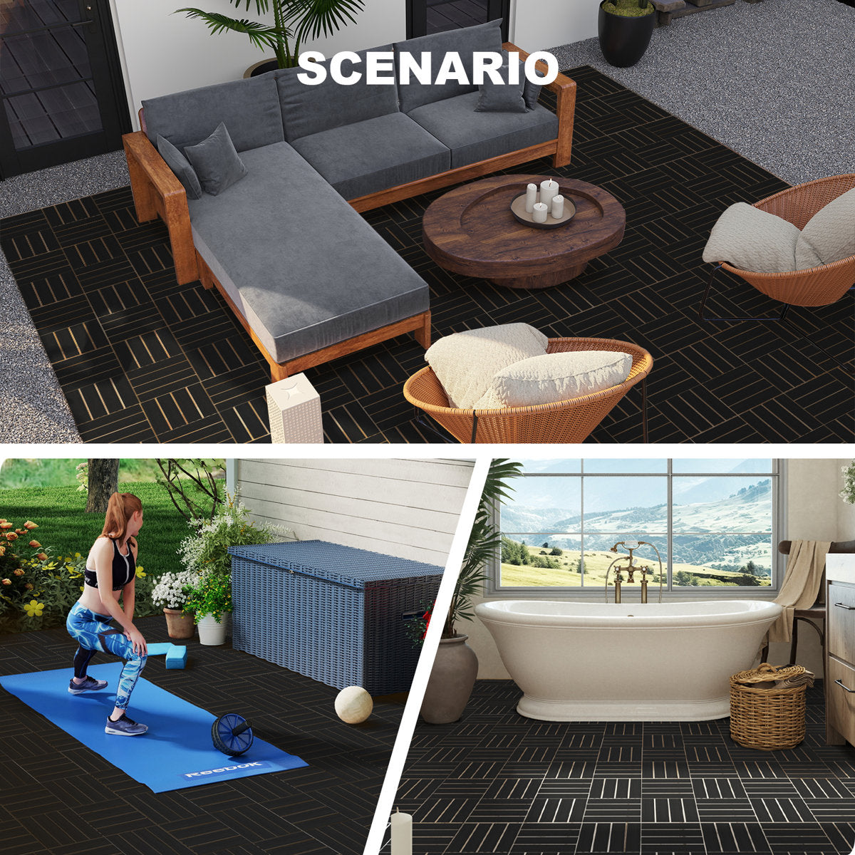 12'' X 12'' Composite Interlocking Deck Tile, Easy DIY Installation (Set Of 10)