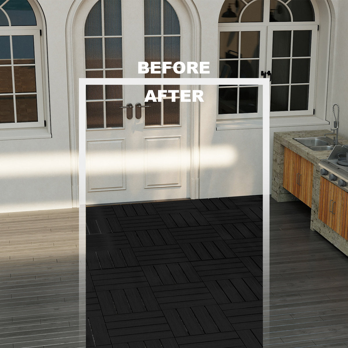 12'' X 12'' Composite Interlocking Deck Tile, Easy DIY Installation (Set Of 10)