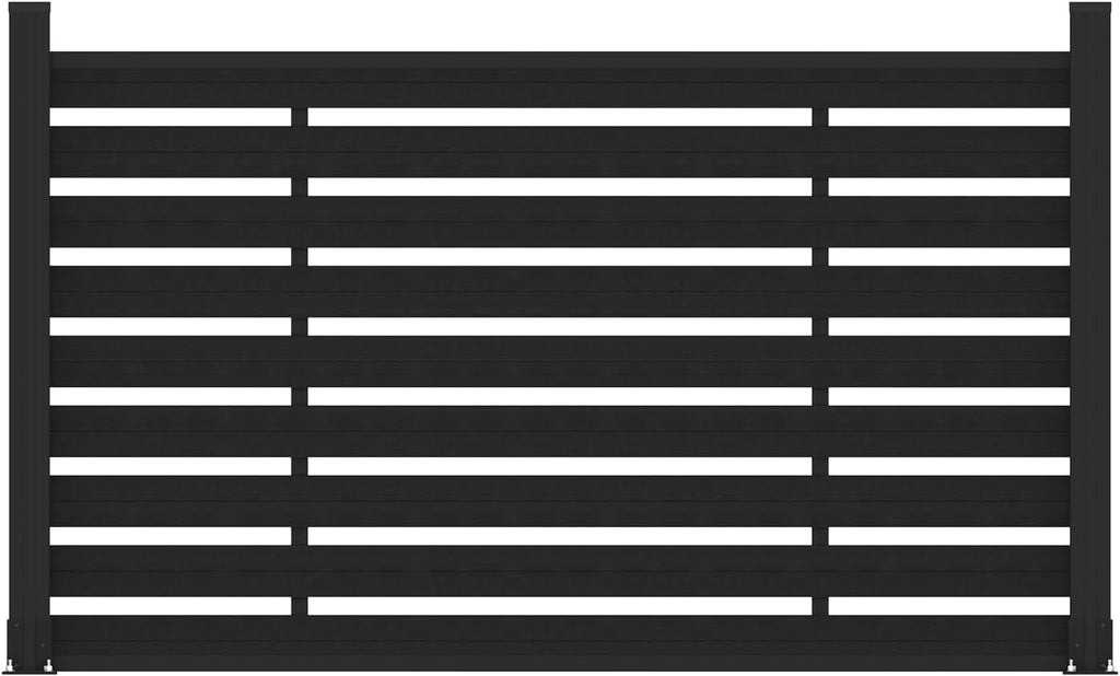 (围栏 全间隔 )Garden Fence, 72" W x 45" H Outdoor Privacy Screens Horizontal Lattice Decorative Fences Wood Plastic Composite Fence Panels No Dig for Front Yard (Gray, 1 Post)