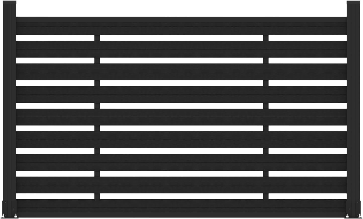 (围栏 全间隔 )Garden Fence, 72" W x 45" H Outdoor Privacy Screens Horizontal Lattice Decorative Fences Wood Plastic Composite Fence Panels No Dig for Front Yard (Gray, 1 Post)