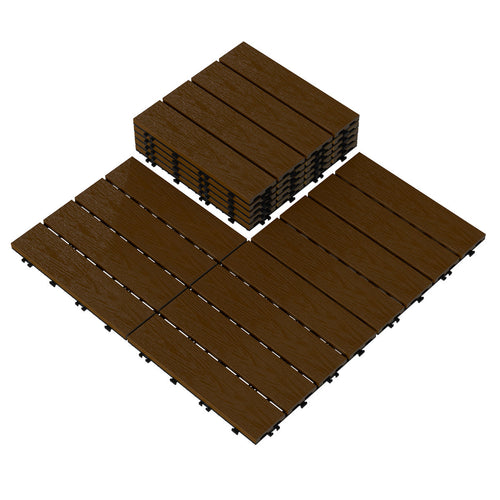 1ft x 1 ft Composite Interlocking Deck Tile, Easy DIY Installation (Set Of 10)