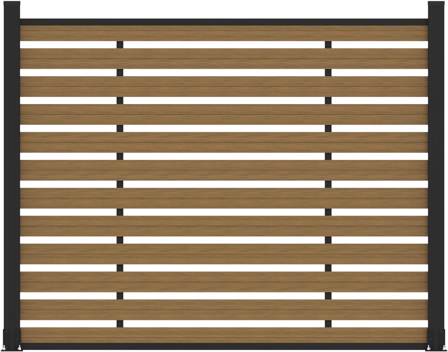 (围栏全间隔 ) 72" W x 59" H Outdoor Privacy Screens, Horizontal Lattice Air Conditioner Fence Panels, Wood Plastic Composite No Dig Decorative Fences for Pool Equipment Trash Can(Brown,1 Post)