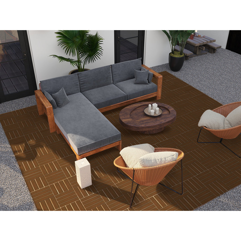 12'' X 12'' Composite Interlocking Deck Tile, Easy DIY Installation (Set Of 10)