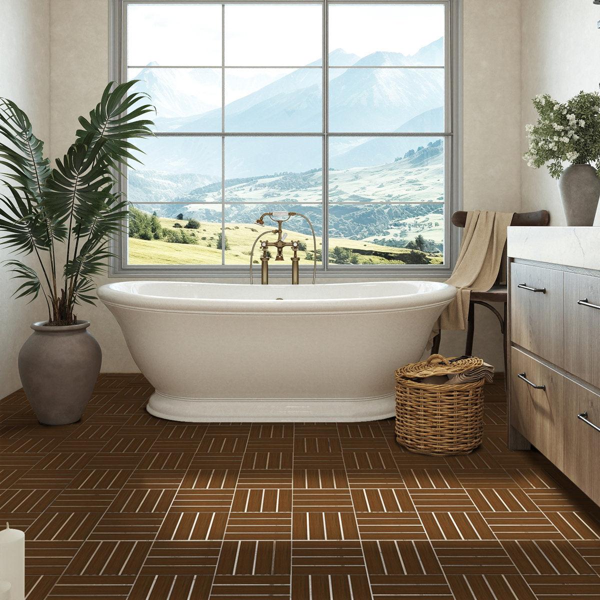 12'' X 12'' Composite Interlocking Deck Tile, Easy DIY Installation (Set Of 10)