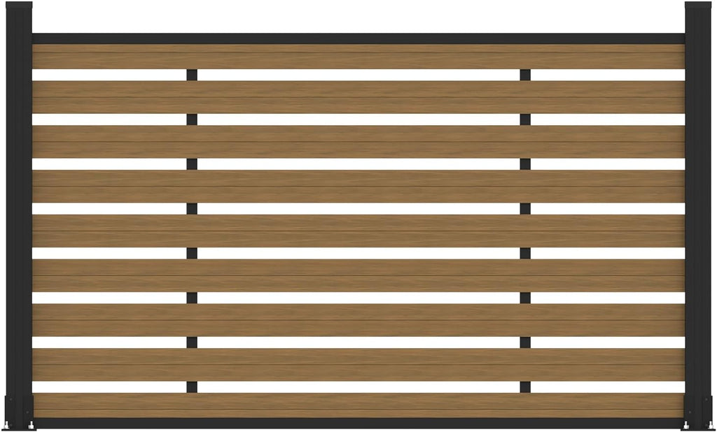 (围栏 全间隔 )Garden Fence, 72" W x 45" H Outdoor Privacy Screens Horizontal Lattice Decorative Fences Wood Plastic Composite Fence Panels No Dig for Front Yard (Gray, 1 Post)