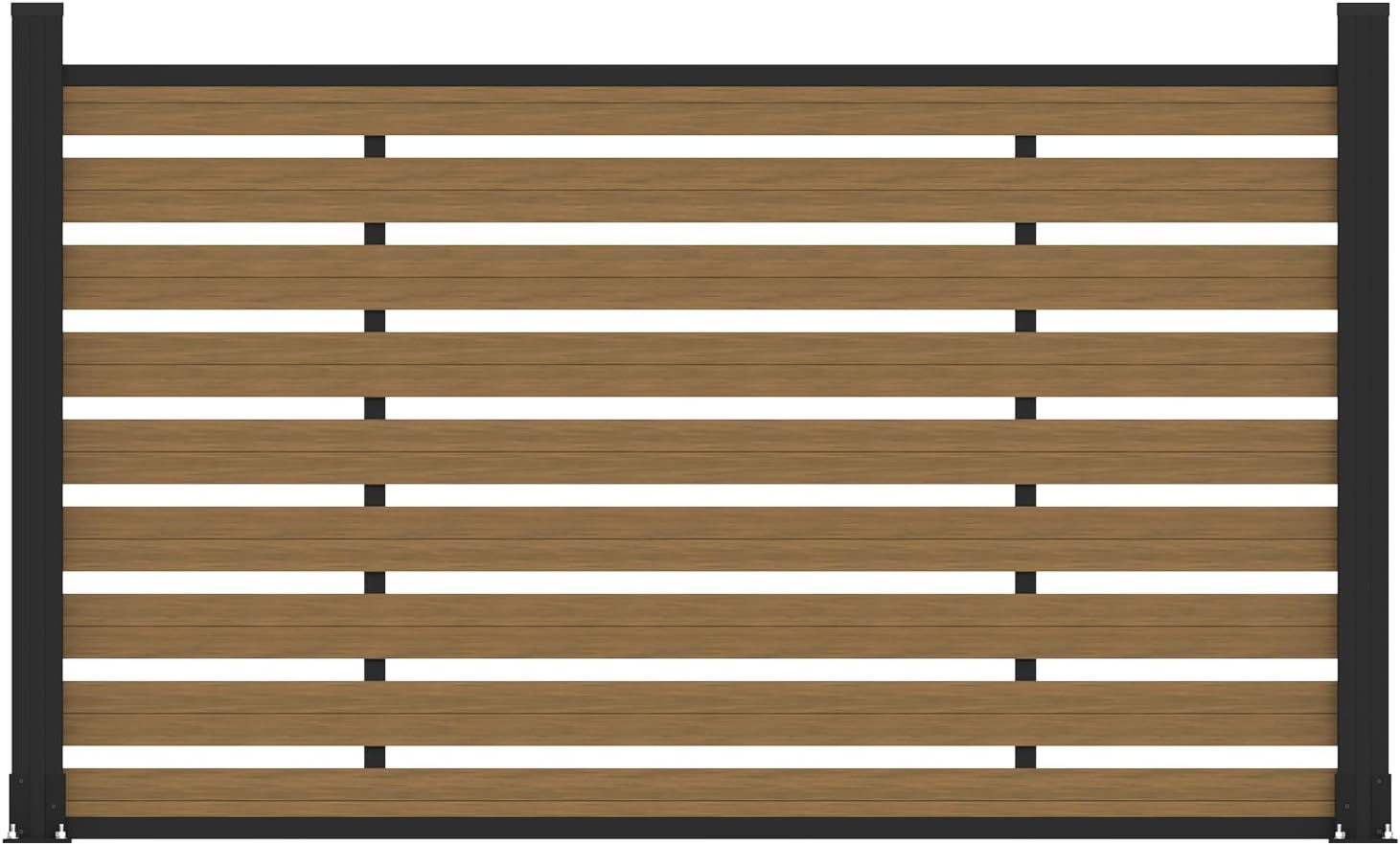 (围栏 全间隔 )Garden Fence, 72" W x 45" H Outdoor Privacy Screens Horizontal Lattice Decorative Fences Wood Plastic Composite Fence Panels No Dig for Front Yard (Gray, 1 Post)