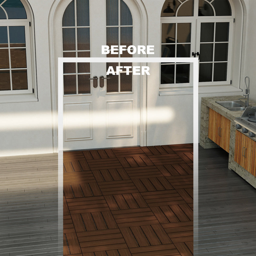 12'' X 12'' Composite Interlocking Deck Tile, Easy DIY Installation (Set Of 10)