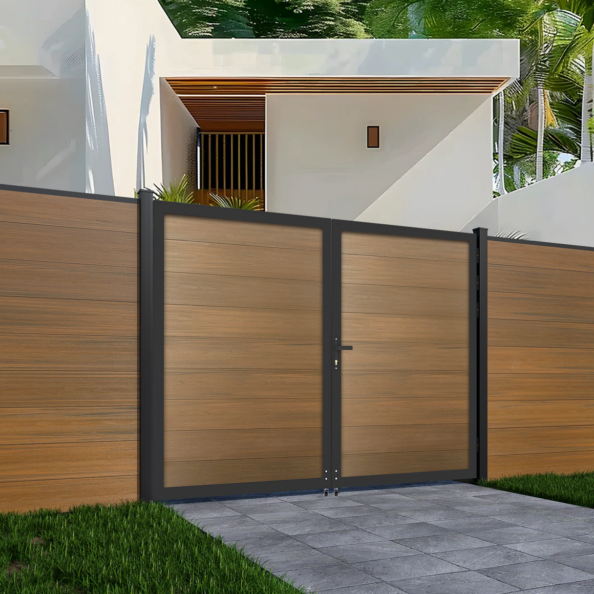Safety 8 ft. W x 6 ft. H Composite Panel Fence Gate without Post, for Garden and pool Privacy