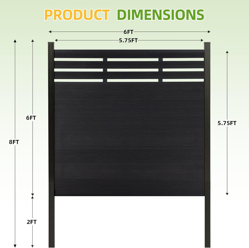 Modern Garden Lattice Top Composite Privacy Fence – Grained Finish with 8ft Inground Post