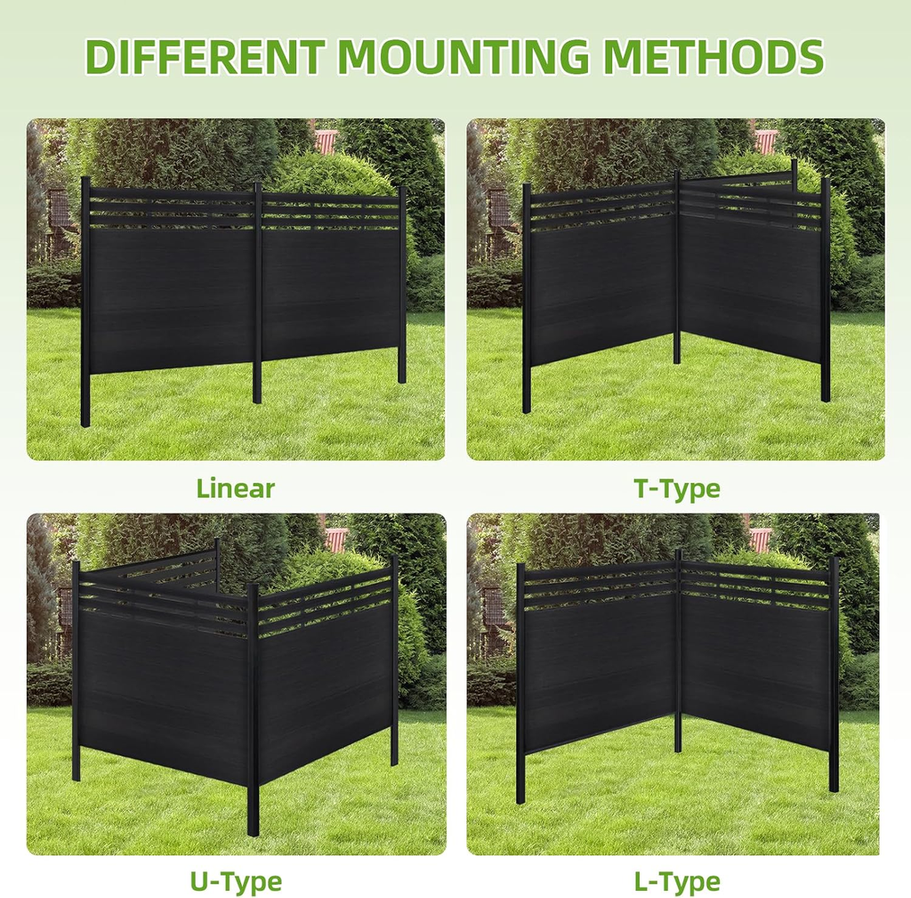 Modern Garden Lattice Top Composite Privacy Fence – Grained Finish with 8ft Inground Post