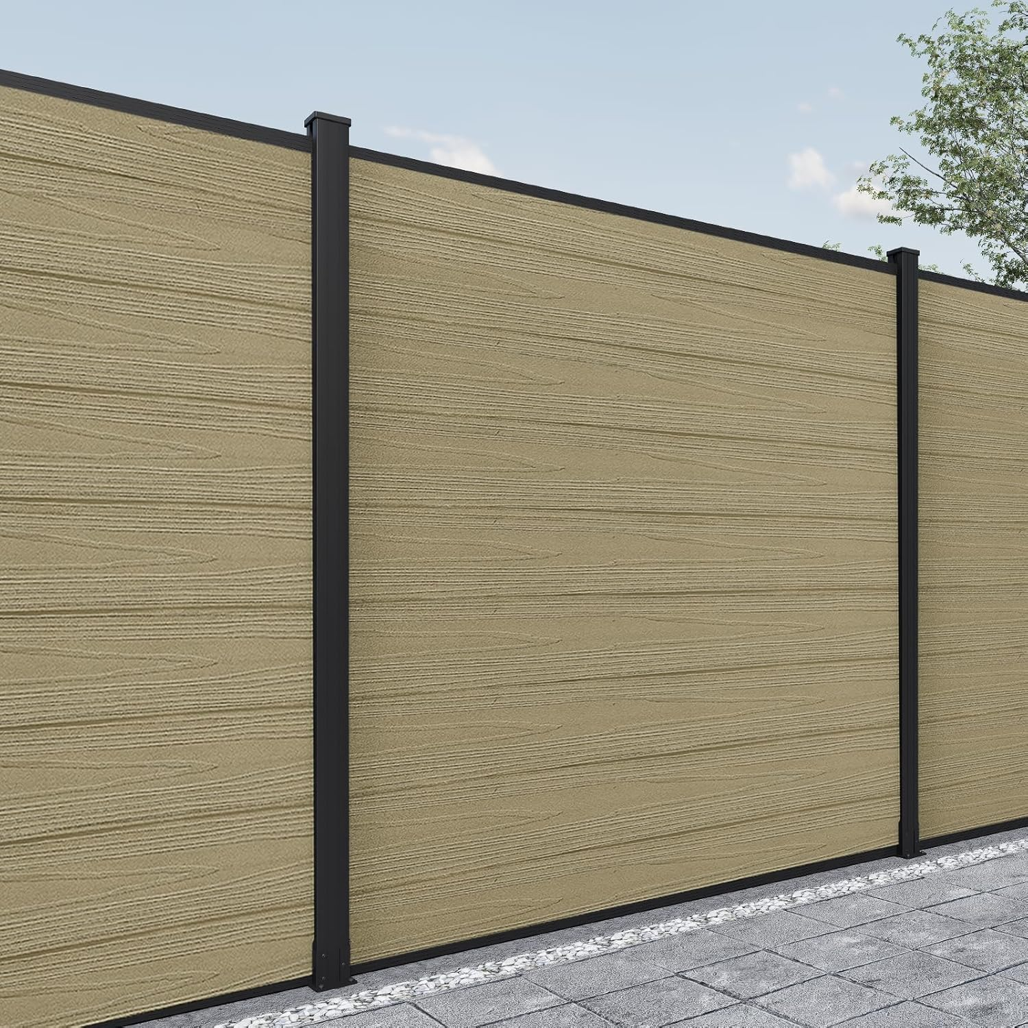 Composite Privacy Fence-Grained Finish(with 6ft ground post)