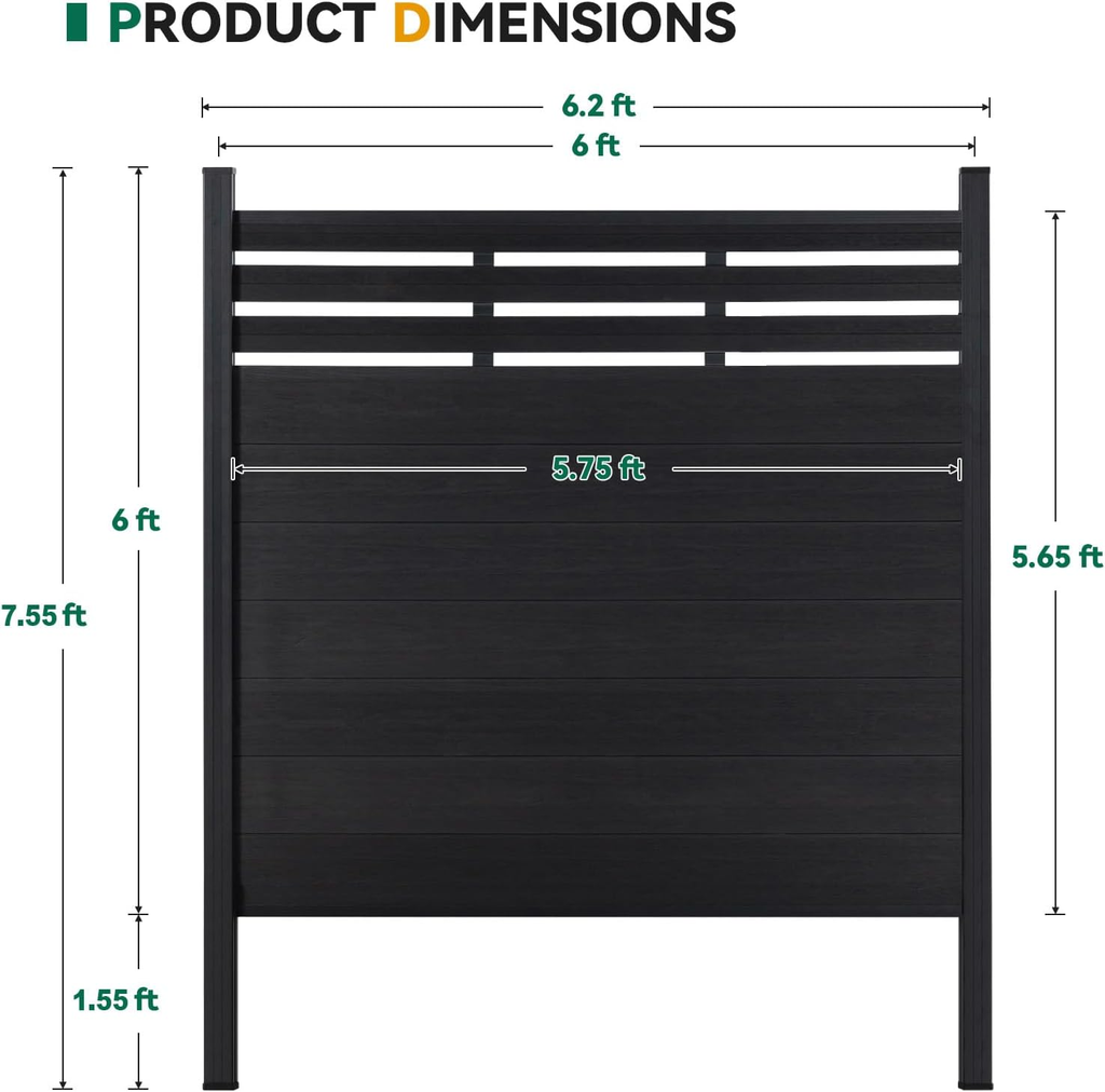 Modern Garden Lattice Top Composite Privacy Fence – Grained Finish with 6ft Ground Post