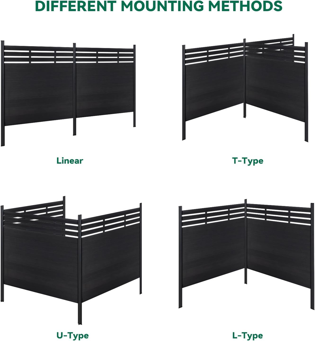 Modern Garden Lattice Top Composite Privacy Fence – Grained Finish with 6ft Ground Post