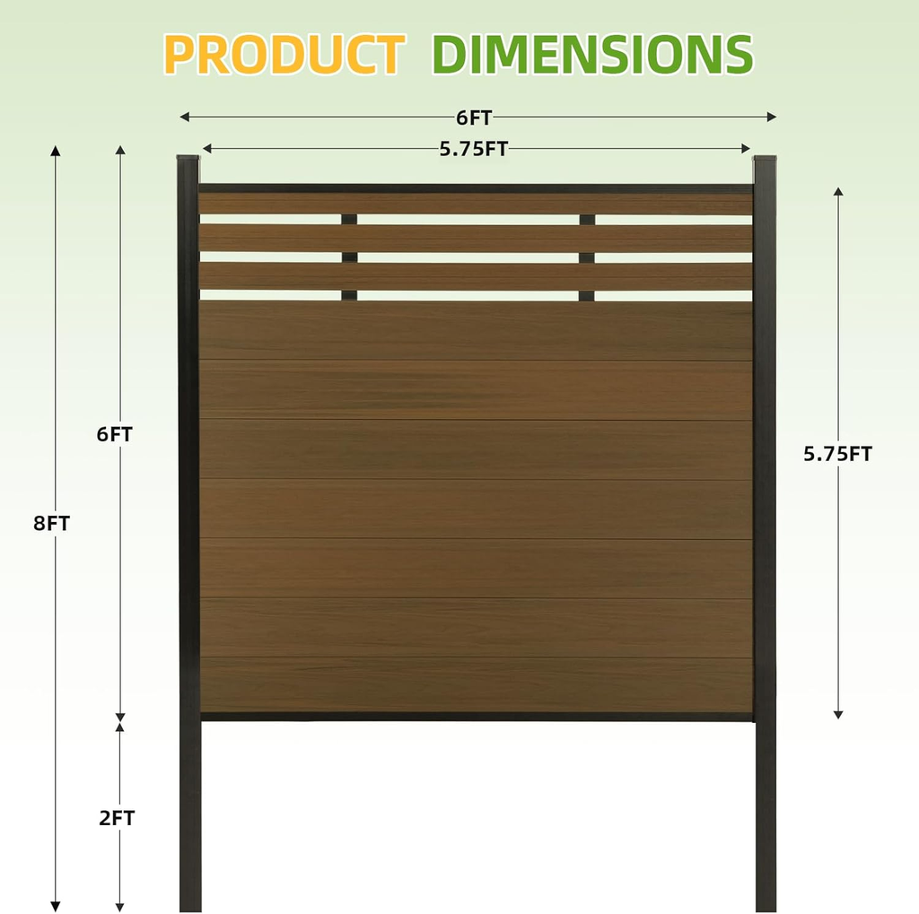 Modern Garden Lattice Top Composite Privacy Fence – Grained Finish with 8ft Inground Post