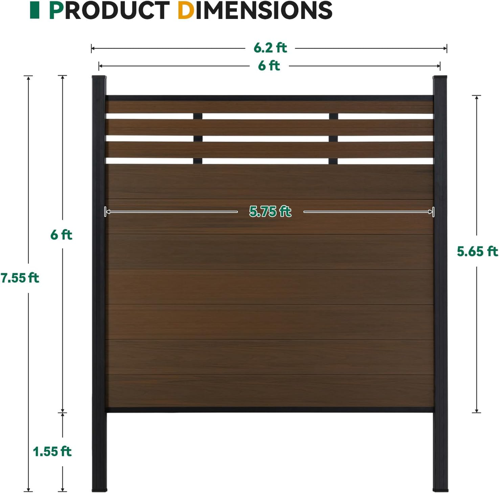 Modern Garden Lattice Top Composite Privacy Fence – Grained Finish with 6ft Ground Post
