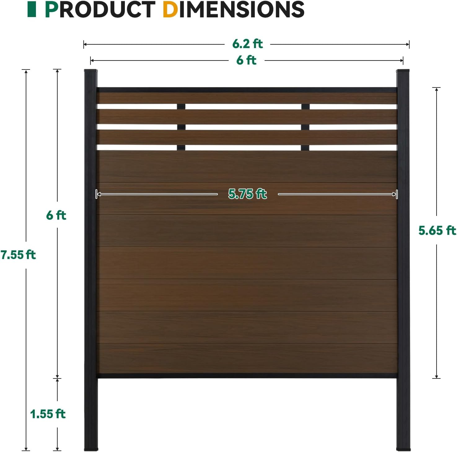 Modern Garden Lattice Top Composite Privacy Fence – Grained Finish with 6ft Ground Post