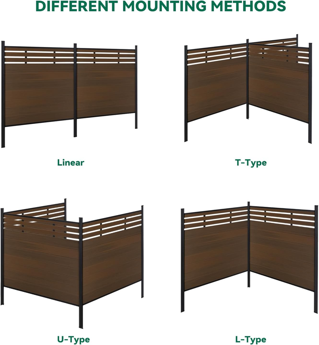 Modern Garden Lattice Top Composite Privacy Fence – Grained Finish with 6ft Ground Post