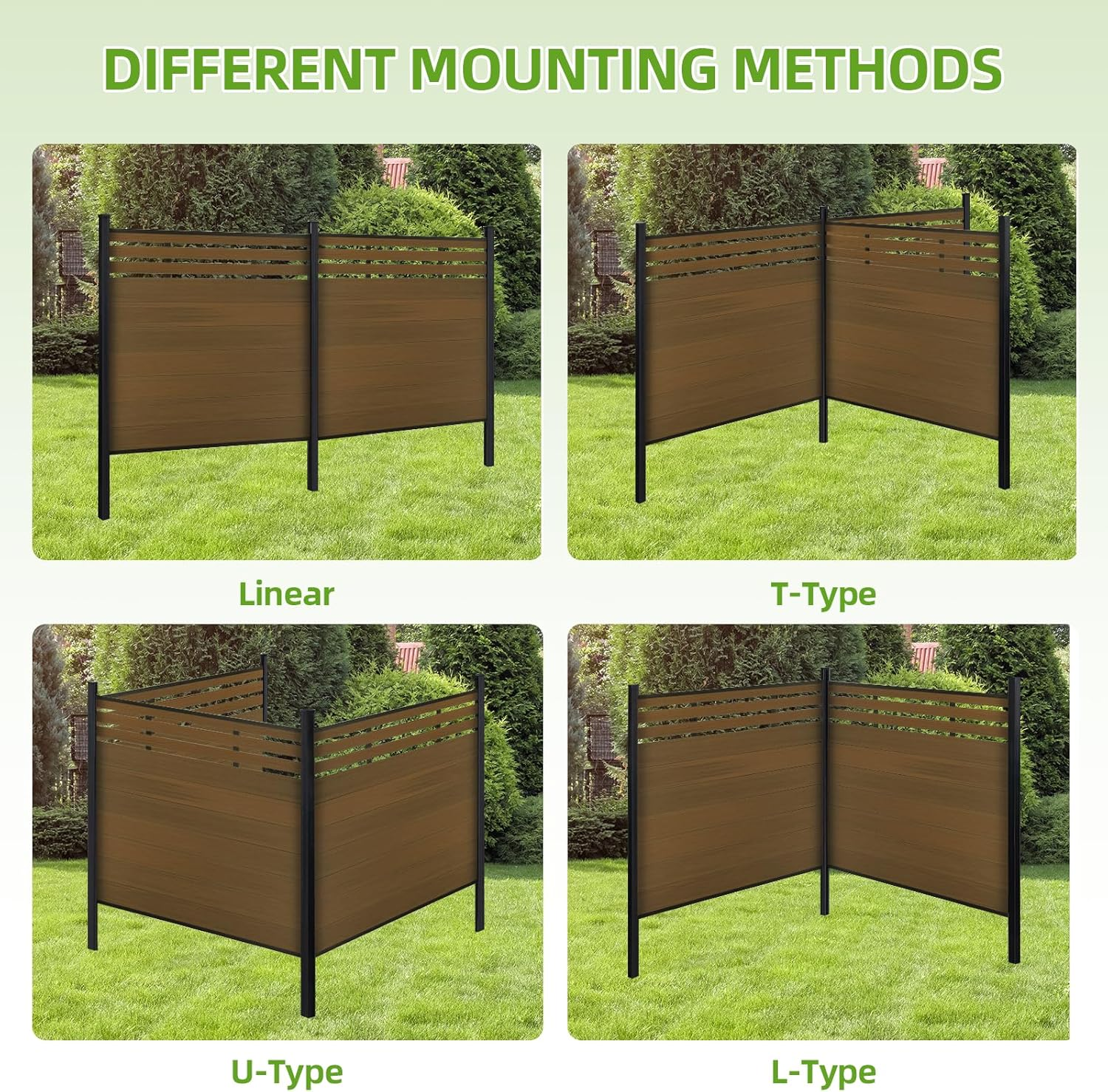 Modern Garden Lattice Top Composite Privacy Fence – Grained Finish with 8ft Inground Post