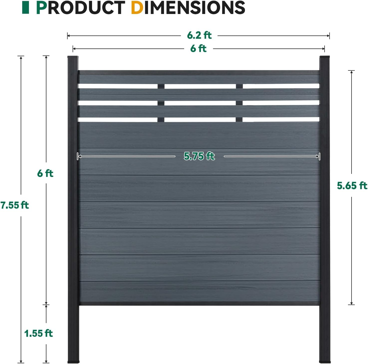 Modern Garden Lattice Top Composite Privacy Fence – Grained Finish with 6ft Ground Post
