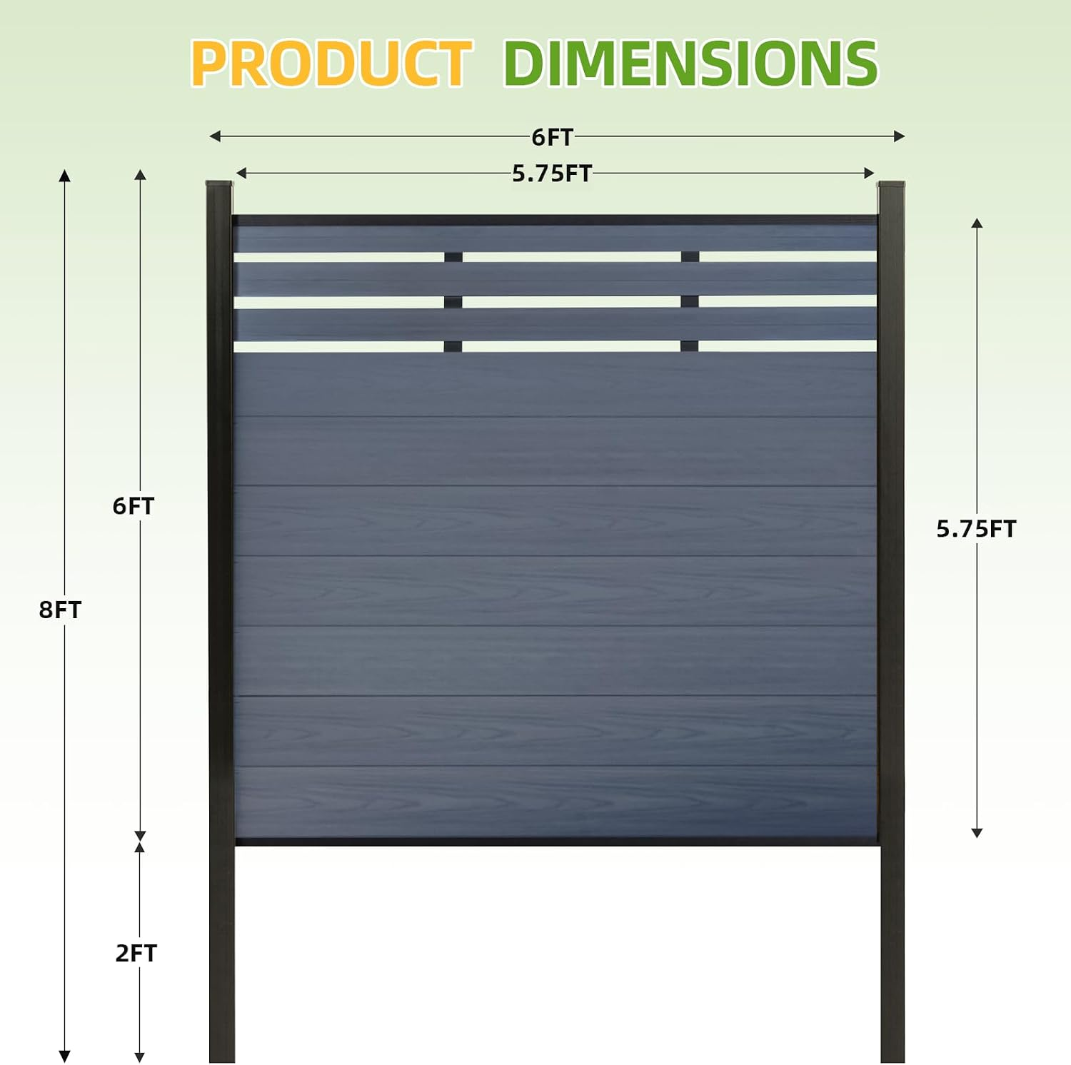 Modern Garden Lattice Top Composite Privacy Fence – Grained Finish with 8ft Inground Post