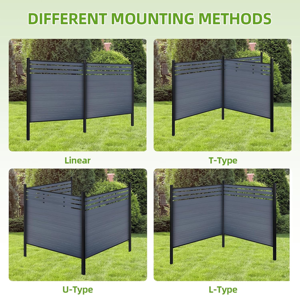 Modern Garden Lattice Top Composite Privacy Fence – Grained Finish with 8ft Inground Post