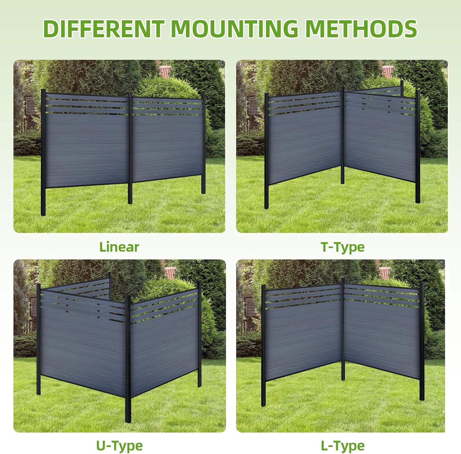 Modern Garden Lattice Top Composite Privacy Fence – Grained Finish with 8ft Inground Post