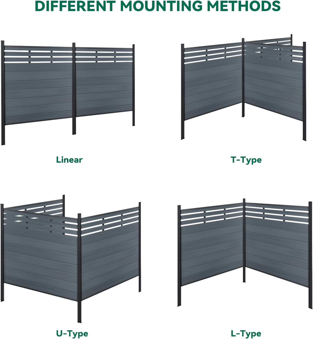 Modern Garden Lattice Top Composite Privacy Fence – Grained Finish with 6ft Ground Post