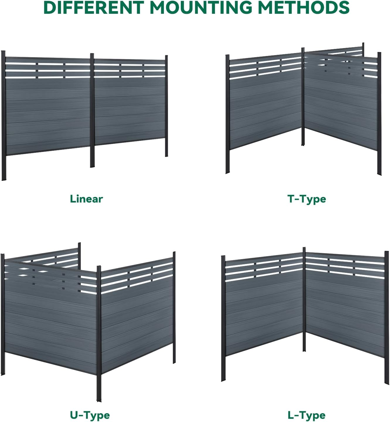 Modern Garden Lattice Top Composite Privacy Fence – Grained Finish with 6ft Ground Post