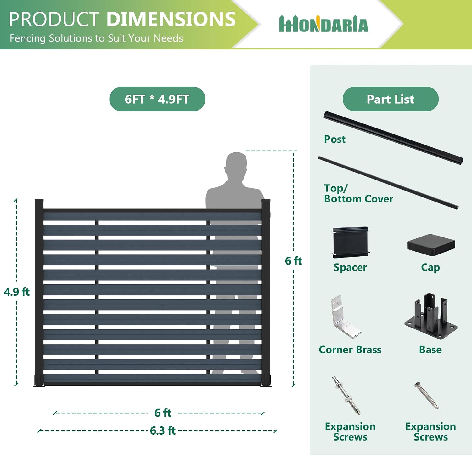 (围栏全间隔 ) 72" W x 59" H Outdoor Privacy Screens, Horizontal Lattice Air Conditioner Fence Panels, Wood Plastic Composite No Dig Decorative Fences for Pool Equipment Trash Can(Brown,1 Post)