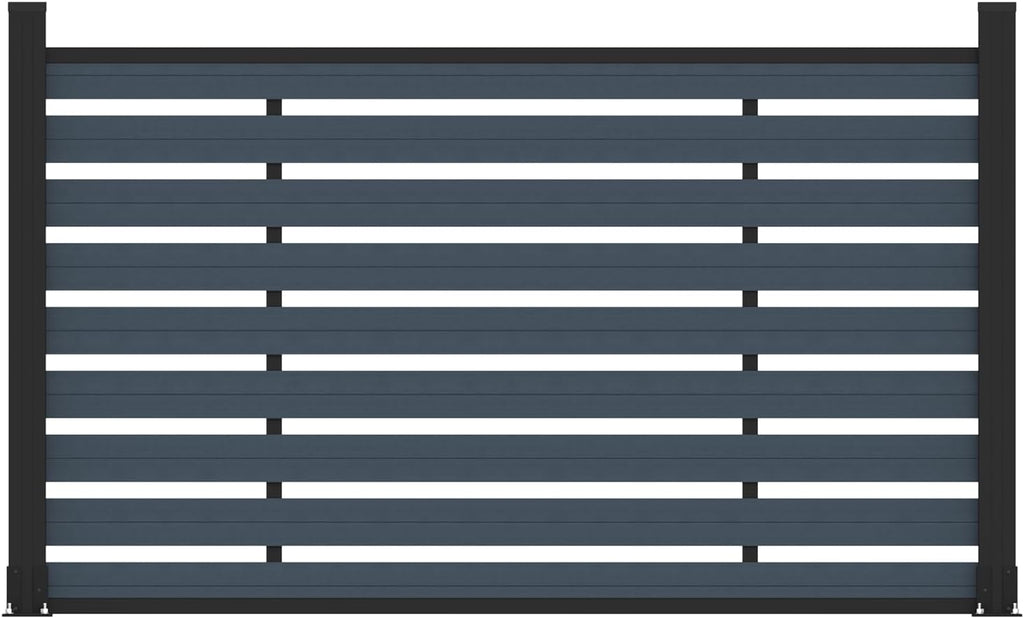 (围栏 全间隔 )Garden Fence, 72" W x 45" H Outdoor Privacy Screens Horizontal Lattice Decorative Fences Wood Plastic Composite Fence Panels No Dig for Front Yard (Gray, 1 Post)