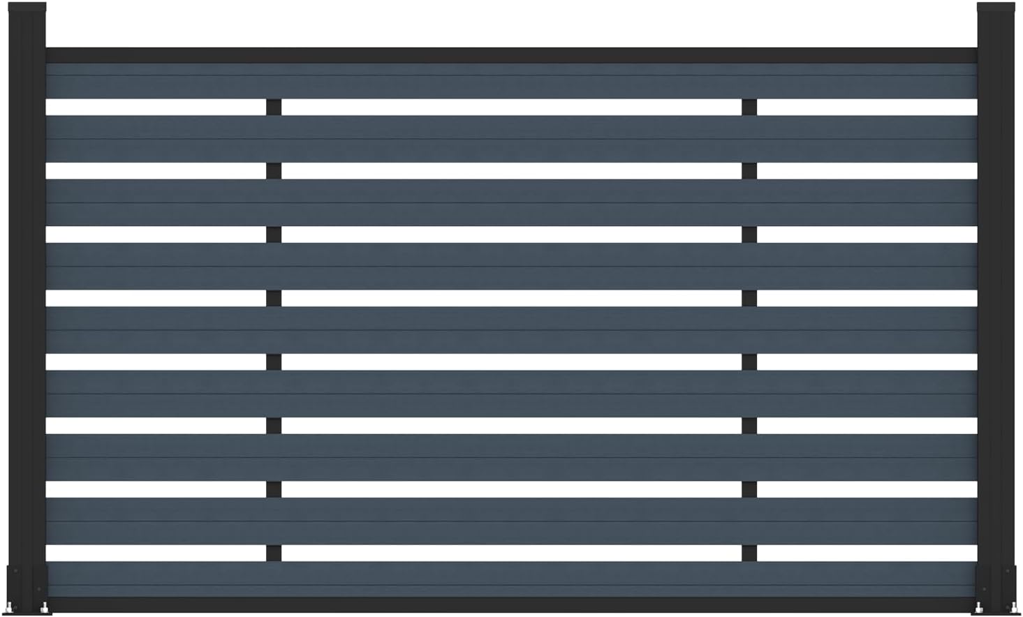 (围栏 全间隔 )Garden Fence, 72" W x 45" H Outdoor Privacy Screens Horizontal Lattice Decorative Fences Wood Plastic Composite Fence Panels No Dig for Front Yard (Gray, 1 Post)