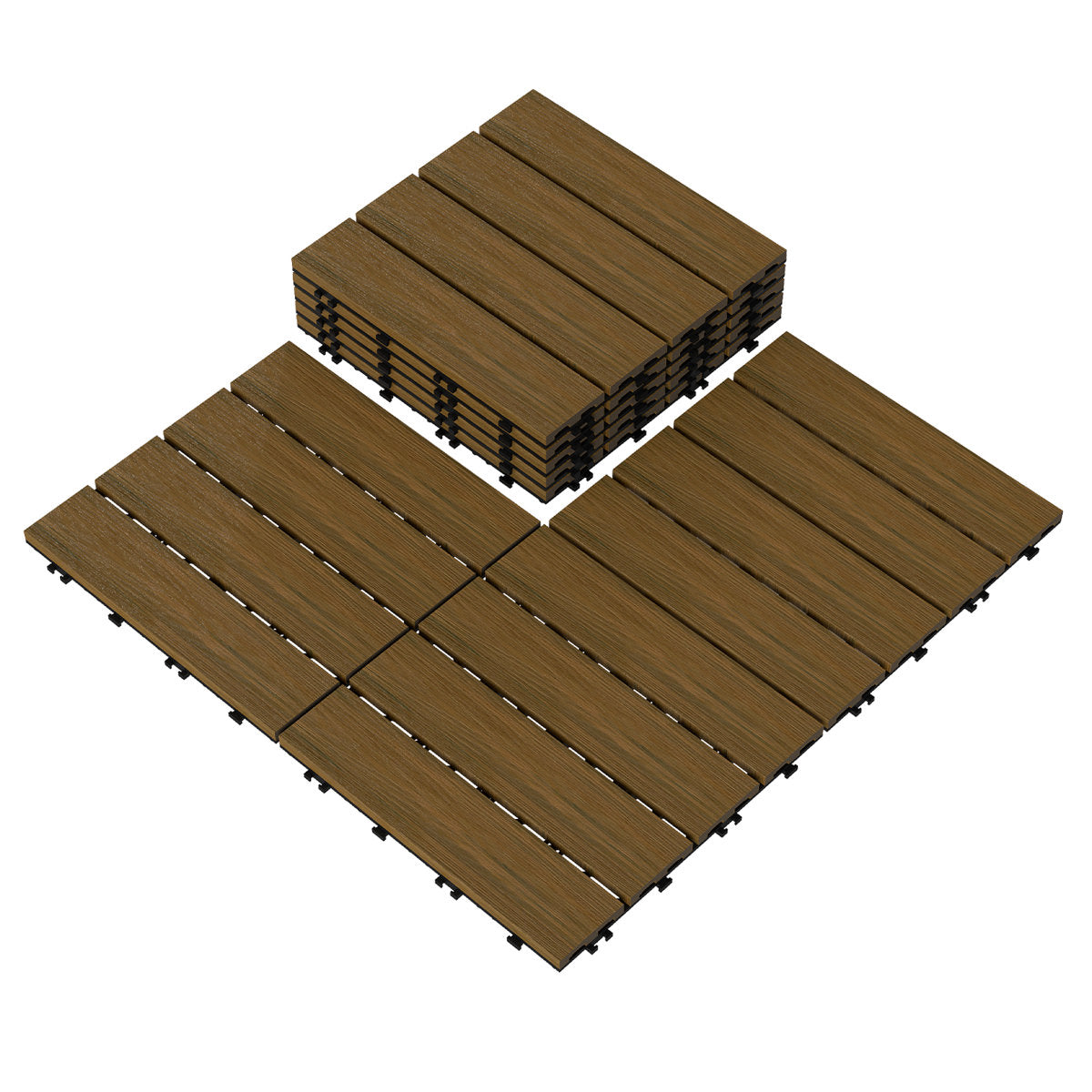 1ft x 1 ft Composite Interlocking Deck Tile, Easy DIY Installation (Set Of 10)