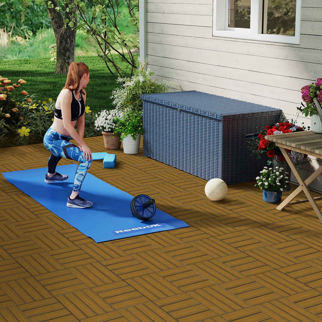 12'' X 12'' Composite Interlocking Deck Tile, Easy DIY Installation (Set Of 10)