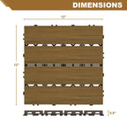 12'' X 12'' Composite Interlocking Deck Tile, Easy DIY Installation (Set Of 10)