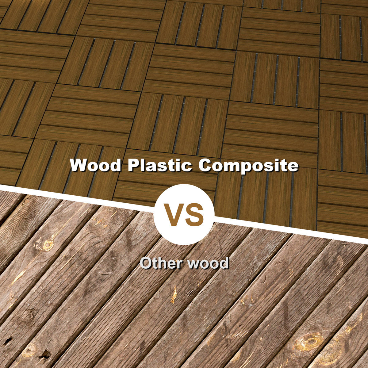 12'' X 12'' Composite Interlocking Deck Tile, Easy DIY Installation (Set Of 10)