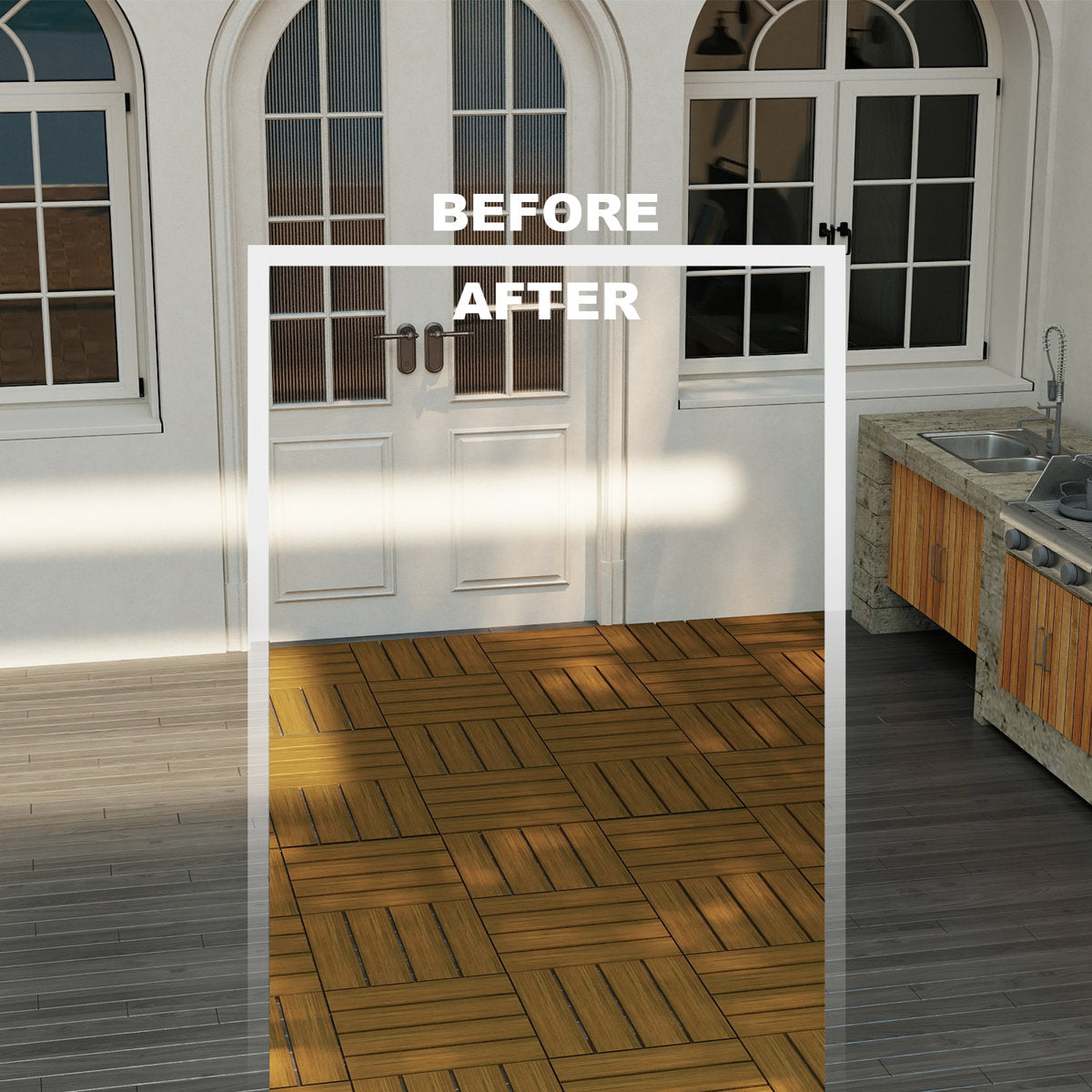 12'' X 12'' Composite Interlocking Deck Tile, Easy DIY Installation (Set Of 10)